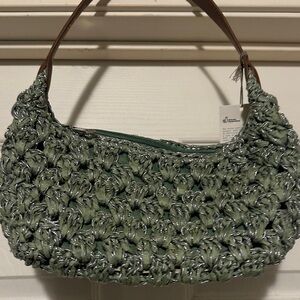 a new day Olive and Metallic Woven Shoulder Bag